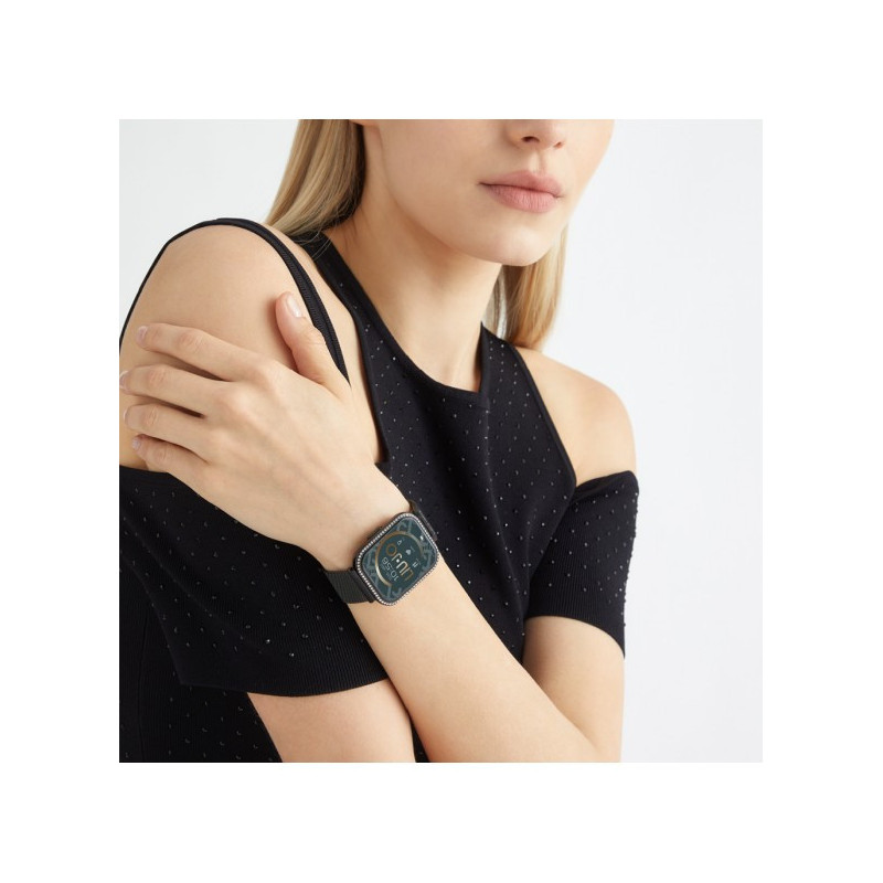 Orologio Smartwatch Unisex Liujo SWLJ098 in Acciaio Pvd Nero Cinturino Maglia Milano