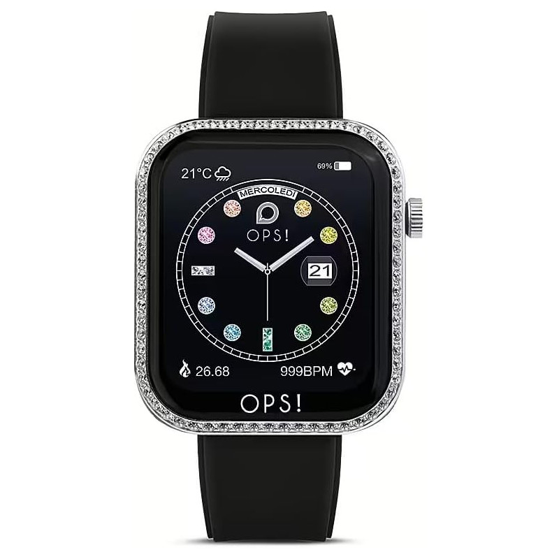 Orologio Smartwatch Donna Opssw-40 Diamonds Ops Call Cintuirno in Silicone Nero Orologio Smartwatch Donna Opssw-40 Diamonds Ops Call Cintuirno in Silicone Nero
