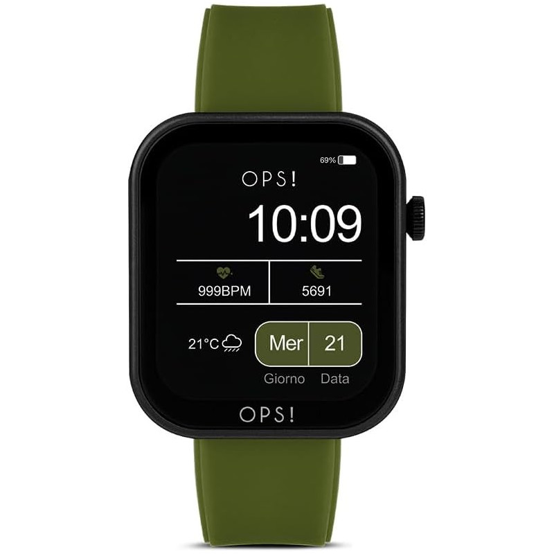 Orologio Smartwatch Donna Ops Objects Active Call OPSSW-36 in Silicone Verde Militare Orologio Smartwatch Donna Ops Objects Active Call OPSSW-36 in Silicone Verde Militare