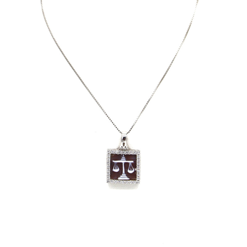 Collana Donna Nadir in Argento 925% con Ciondolo Segno Zodiacale Bilancia Cammeo Collana Donna Nadir in Argento 925% con Ciondolo Segno Zodiacale Bilancia Cammeo