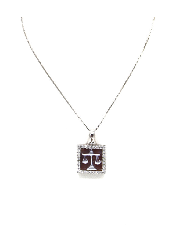 Collana Donna Nadir in Argento 925% con Ciondolo Segno Zodiacale Bilancia Cammeo
