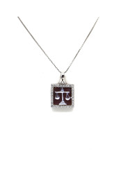 Collana Donna Nadir in Argento 925% con Ciondolo Segno Zodiacale Bilancia Cammeo
