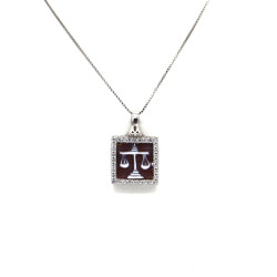 Collana Donna Nadir in Argento 925% con Ciondolo Segno Zodiacale Bilancia Cammeo