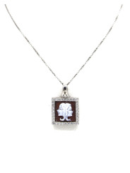 Collana Donna Nadir in Argento 925% con Ciondolo Segno Zodiacale Gemelli Cammeo con Conchiglia Sarda