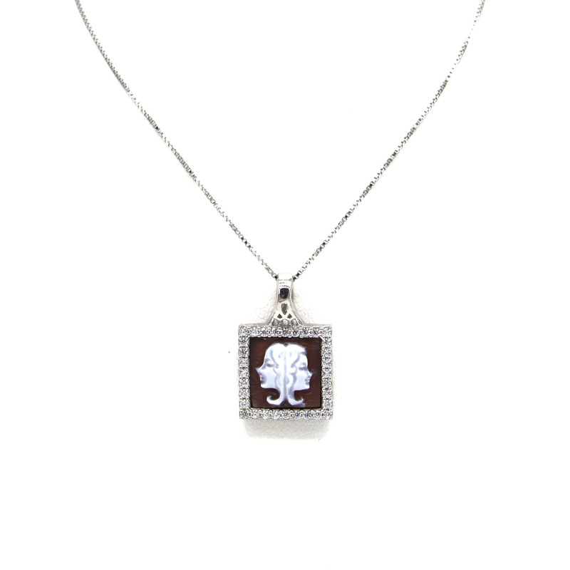 Collana Donna Nadir in Argento 925% con Ciondolo Segno Zodiacale Gemelli Cammeo con Conchiglia Sarda Collana Donna Nadir in Argento 925% con Ciondolo Segno Zodiacale Gemelli Cammeo con Conchiglia Sarda