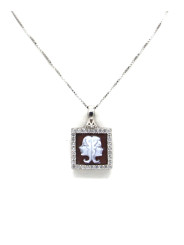 Collana Donna Nadir in Argento 925% con Ciondolo Segno Zodiacale Gemelli Cammeo con Conchiglia Sarda
