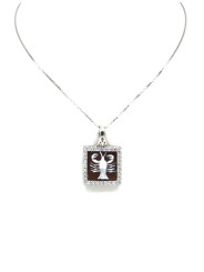 Collana Donna Nadir in Argento 925% con Ciondolo Segno Zodiacale Cancro Cammeo con Conchiglia Sarda