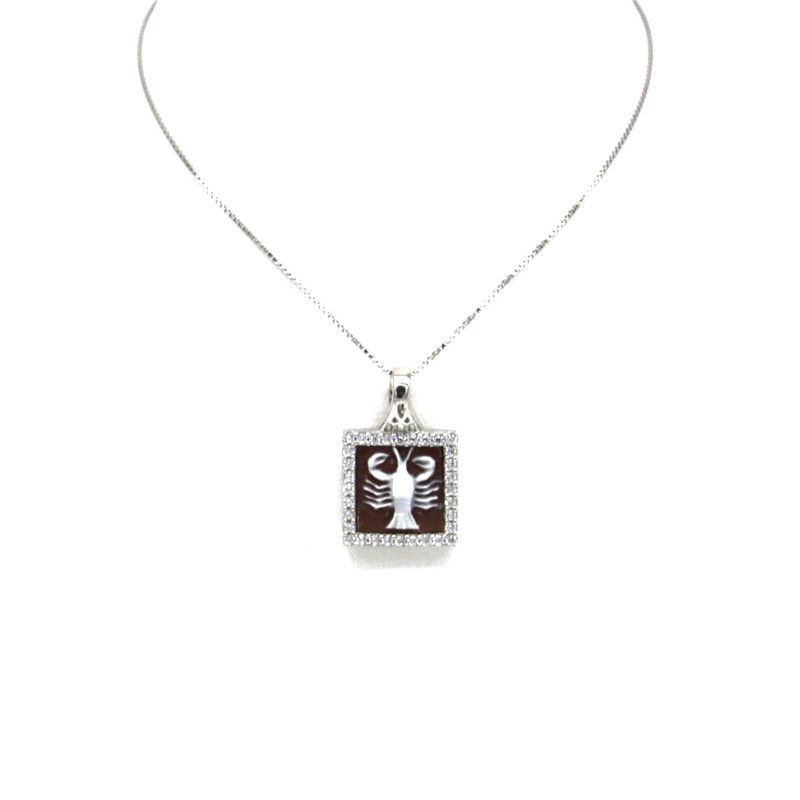 Collana Donna Nadir in Argento 925% con Ciondolo Segno Zodiacale Cancro Cammeo con Conchiglia Sarda Collana Donna Nadir in Argento 925% con Ciondolo Segno Zodiacale Cancro Cammeo con Conchiglia Sarda