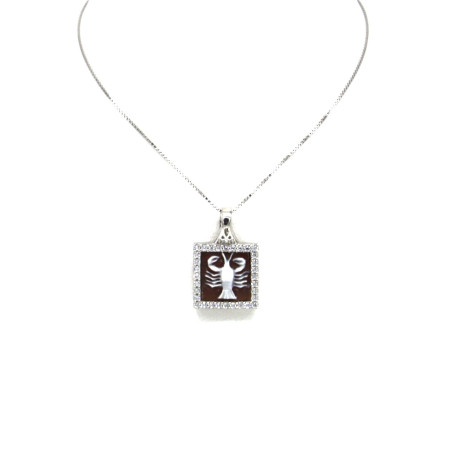 Collana Donna Nadir in Argento 925% con Ciondolo Segno Zodiacale Cancro Cammeo