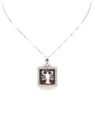 Collana Donna Nadir in Argento 925% con Ciondolo Segno Zodiacale Cancro Cammeo con Conchiglia Sarda
