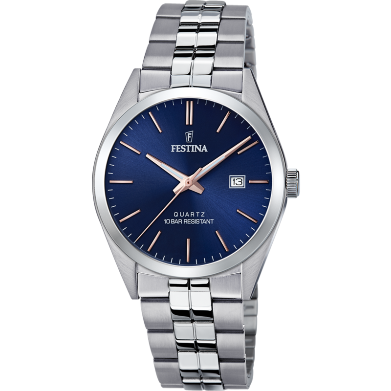 Orologio Uomo Festina Classic F20437/B Blu in Acciaio Silver 40mm Orologio Uomo Festina Classic F20437/B Blu in Acciaio Silver 40mm
