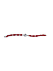 Bracciale Donna Nadir in Pasta di Corallo Rosso, Centrale in Argento 925 20cm