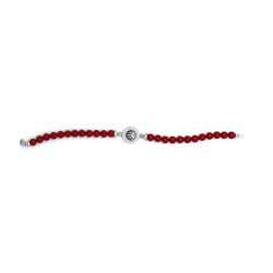 Bracciale Donna Nadir in Pasta di Corallo Rosso, Centrale in Argento 925 20cm