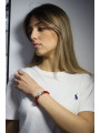 Bracciale Donna Nadir in Pasta di Corallo Rosso, Centrale in Argento 925 20cm