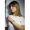 Bracciale Donna Nadir in Pasta di Corallo Rosso, Centrale in Argento 925 20cm