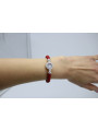 Bracciale Donna Nadir in Pasta di Corallo Rosso, Centrale in Argento 925 20cm