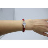 Bracciale Donna Nadir in Pasta di Corallo Rosso, Centrale in Argento 925 20cm