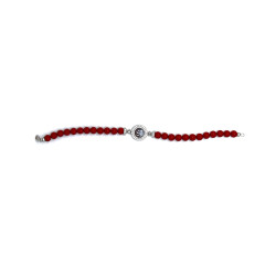 Bracciale Donna Nadir in Pasta di Corallo Rosso, Centrale in Argento 925 20cm