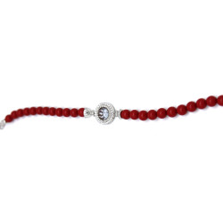 Bracciale Donna Nadir in Pasta di Corallo Rosso, Centrale in Argento 925 20cm