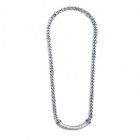 Collana Unisex Marlù 33CO0027 catena cuban con catena snake piatta centrale