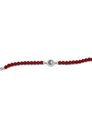 Bracciale Donna Nadir in Pasta di Corallo Rosso, Centrale in Argento 925 20cm