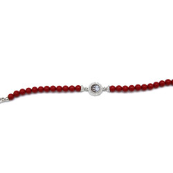Bracciale Donna Nadir in Pasta di Corallo Rosso, Centrale in Argento 925 20cm
