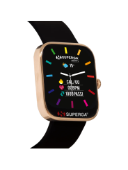 Orologio Smartwatch Unisex Superga Uniko SWT-STC003 Cassa Oro Rosa Cinturino Nero