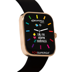 Orologio Smartwatch Unisex Superga Uniko SWT-STC003 Cassa Oro Rosa Cinturino Nero
