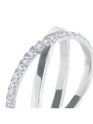 Anello Donna Marlù 31AN0014W incrociato Acciaio Silver con zirconi bianchi