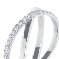 Anello Donna Marlù 31AN0014W incrociato Acciaio Silver con zirconi bianchi