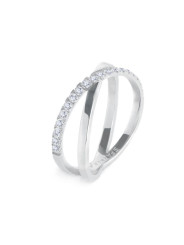 Anello Donna Marlù 31AN0014W incrociato Acciaio Silver con zirconi bianchi