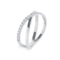 Anello Donna Marlù 31AN0014W incrociato Acciaio Silver con zirconi bianchi