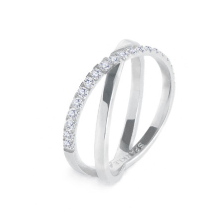 Anello Donna Marlù 31AN0014W incrociato Acciaio Silver con zirconi bianchi