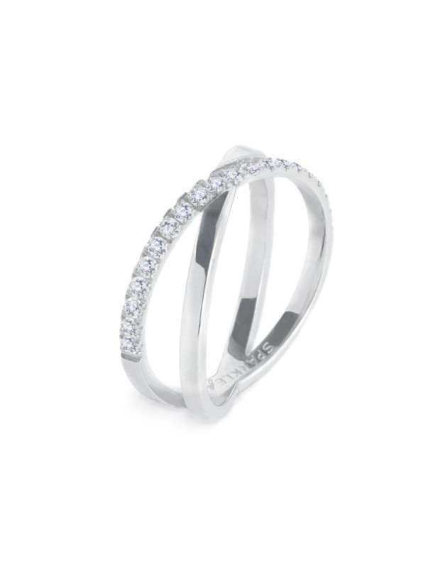 Anello Donna Marlù 31AN0014W incrociato Acciaio Silver con zirconi bianchi