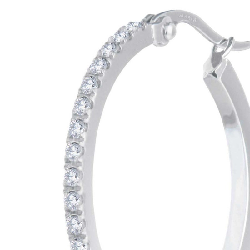 Monorecchino Donna Marlù in acciaio a cerchio 28,50mm con zirconi 31OR0027-W