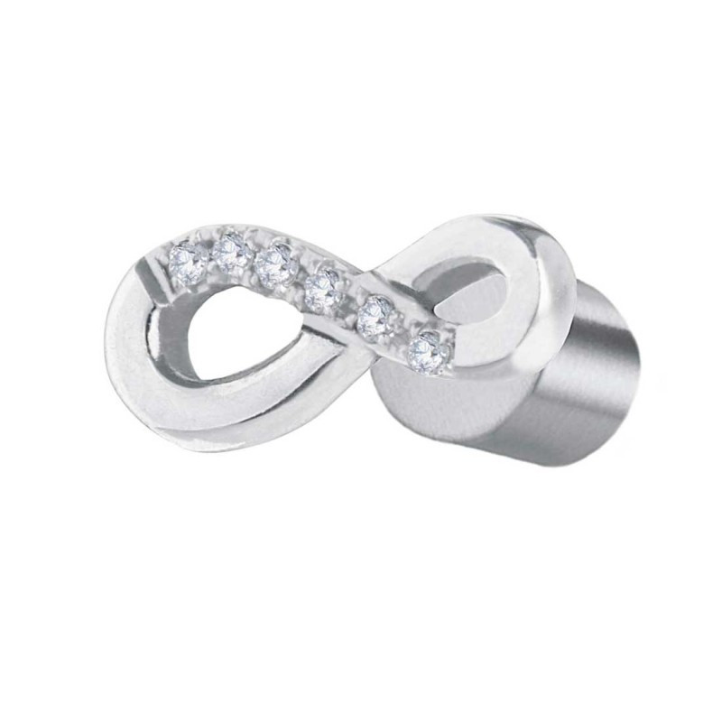 Monorecchino Donna Marlù in acciaio a forma di infinito con zirconi 31OR0029-W