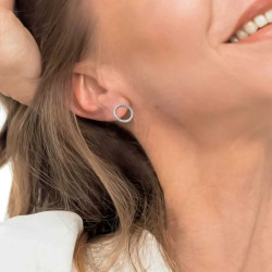 Monorecchino Unisex Marlù in acciaio a forma di cerchio 1,4cm con zirconi 31OR0031-W