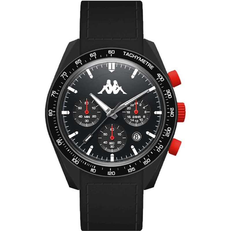 Orologio Cronografo Unisex Kappa KW-049 Cinturino in Silicone Nero Cassa 45mm Orologio Cronografo Unisex Kappa KW-049 Cinturino in Silicone Nero Cassa 45mm