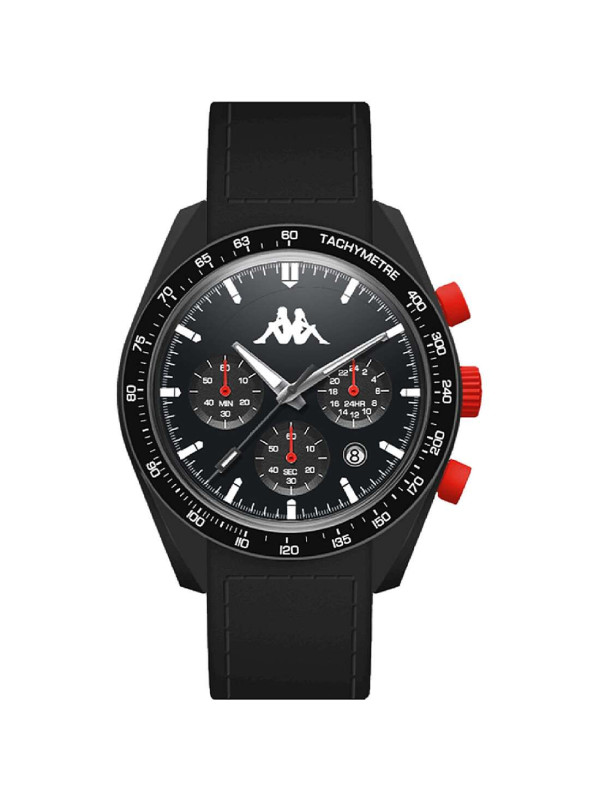 Orologio Cronografo Unisex Kappa KW-049 Cinturino in Silicone Nero Cassa 45mm