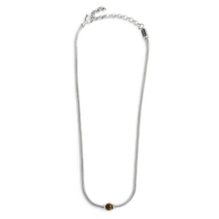 Collana Uomo Marlù catena snake in acciaio e occhio di tigre 13CO0153-M