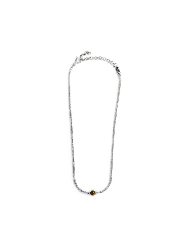 Collana Uomo Marlù catena snake in acciaio e occhio di tigre 13CO0153-M
