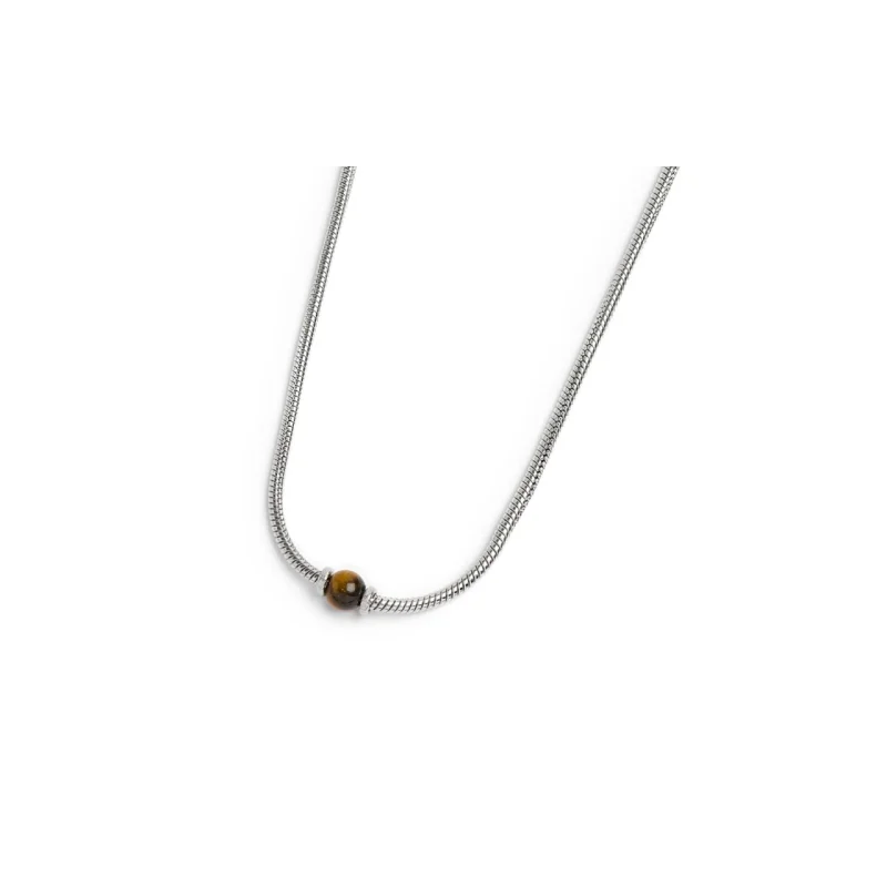 Collana Uomo Marlù catena snake in acciaio e occhio di tigre 13CO0153-M