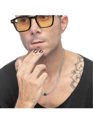 Collana Uomo catena snake Marlù in acciaio con sfera onice 13CO0153-N