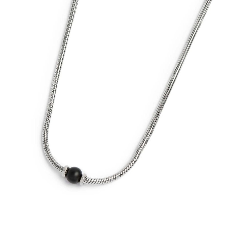 Collana Uomo catena snake Marlù in acciaio con sfera onice 13CO0153-N