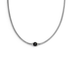 Collana Uomo catena snake Marlù in acciaio con sfera onice 13CO0153-N