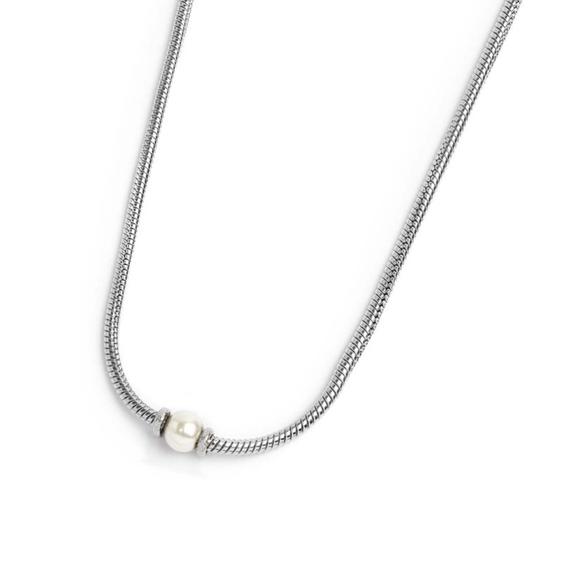 Collana Uomo Marlù 13CO0153-W catena snake con sfera centrale Bianca