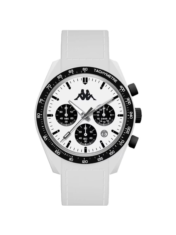 Orologio Cronografo Unisex Kappa KW-035 Cinturino in Silicone Bianco Cassa 45mm