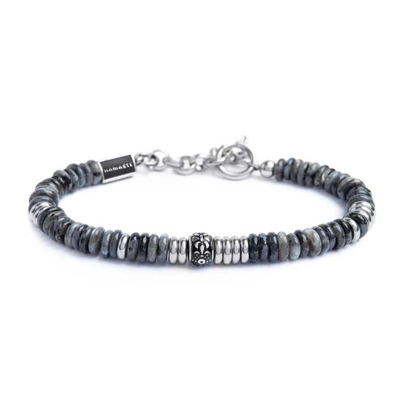 Bracciale Unisex Marlù 13BR134-GR catena dischetti in pietra grigio Bracciale Unisex Marlù 13BR134-GR catena dischetti in pietra grigio