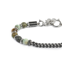 Bracciale Unisex Marlù 13BR136 sfere in pietra e dischetti acciaio con catena centrale