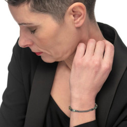 Bracciale Unisex Marlù 13BR136 sfere in pietra e dischetti acciaio con catena centrale